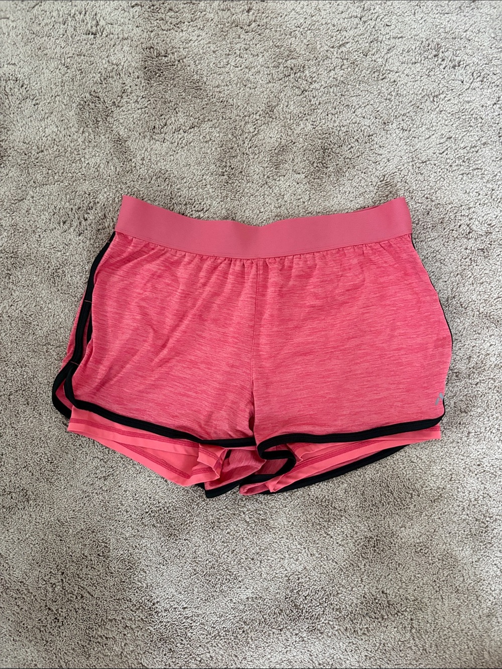 Athleta Coral-Pink Athletic Shorts with Black Trim